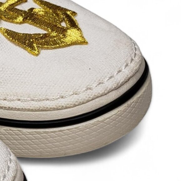 Crocs Nautical Loafer Women's Canvas Embroidered Metallic Gold Anchor Slip On 10 - Picture 12 of 13